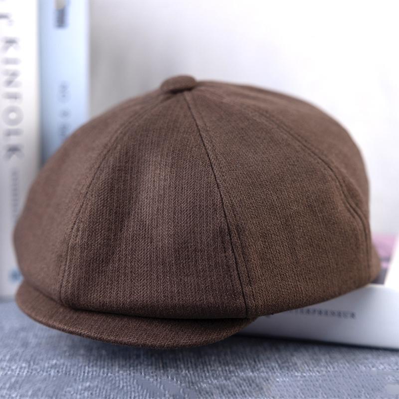 Men's Autumn and Winter Octagonal Striped Beret Hat 40597672U