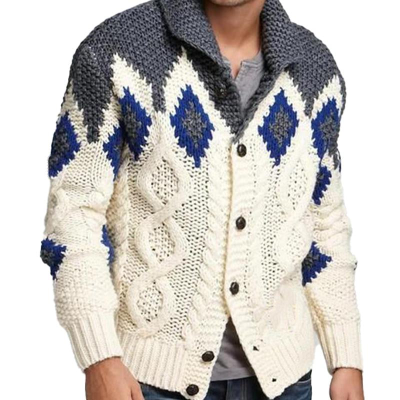 Men's Patterned Knitted Cardigan 68700716U