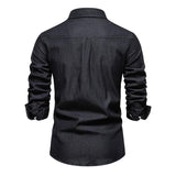 Men's Solid Denim Long-sleeved Shirt 49738739X