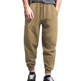 Men's Solid Color Jacquard Waffle Sweatpants 71367727X