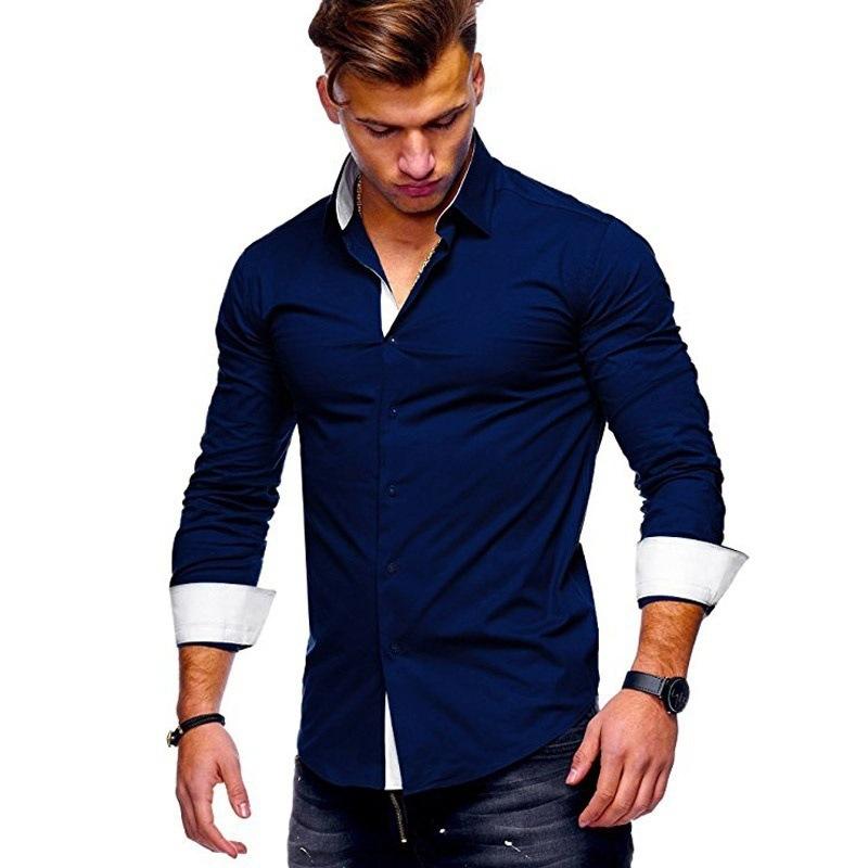 Men's Lapel Solid Color Loose Button Long Sleeve Shirt 79701214X