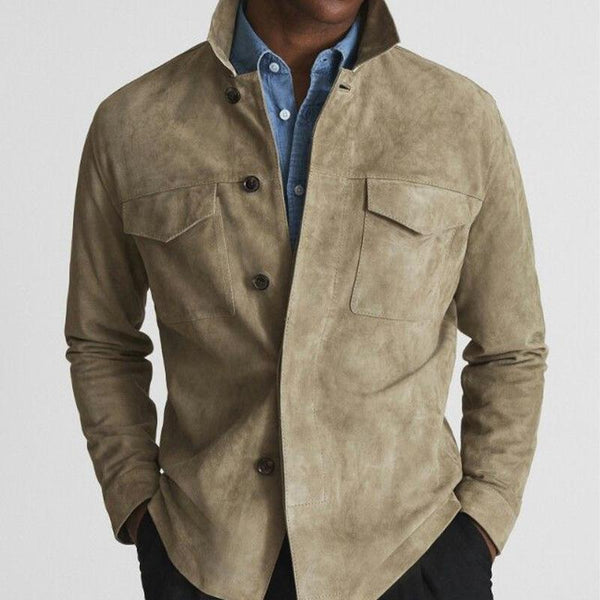 Men's Vintage Khaki Button-Down Jacket 50353216U