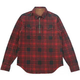 Men's Vintage Check Print Zipper Lapel Cargo Long Sleeve Shirt 53008919Y