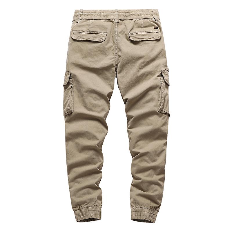 Men's Solid Color Multi-pocket Elastic Waist Cargo Pants 08464355Z