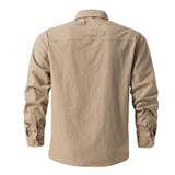 Men's Quick-drying Stretch Outdoor Multi-pocket Long-sleeved Shirt 68325995X