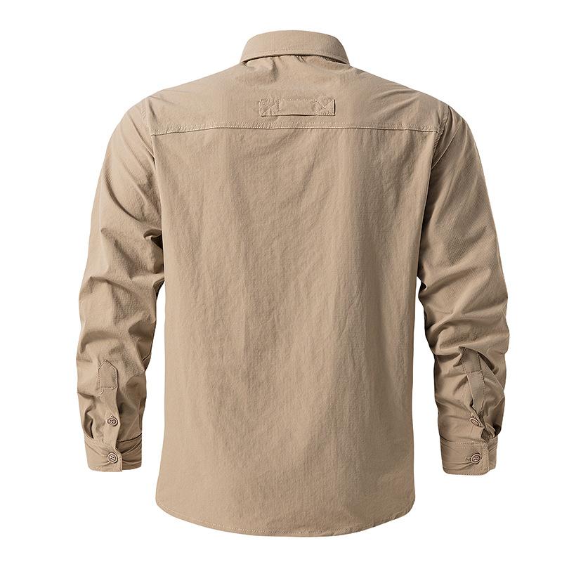 Men's Quick-drying Stretch Outdoor Multi-pocket Long-sleeved Shirt 68325995X