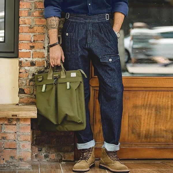Men's Vintage Solid Color Cargo Gurkha Pants Jeans 62447813Y
