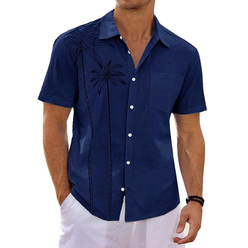 Men's Hawaiian Print Lapel Beach Short Sleeve Shirt 80167288X