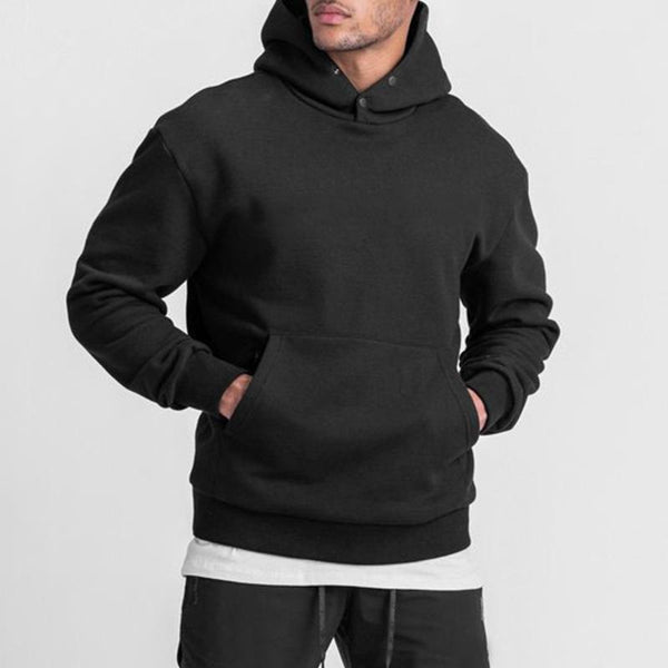 Men's Casual Sports Loose Solid Color Fleece Long Sleeve Hoodie 50985779M