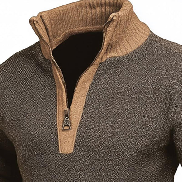 Men's Colorblock Knitted Stand Collar Pullover Sweater 52110443X