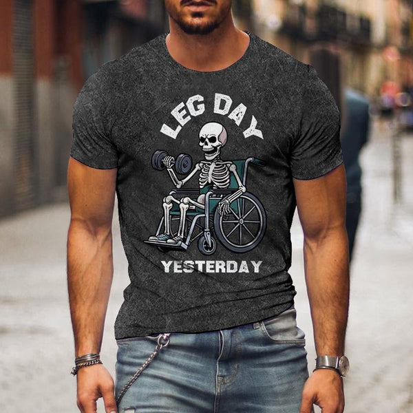 Men's Casual LEG DAY YESTERDAY Short Sleeve T-Shirt 74627001TO