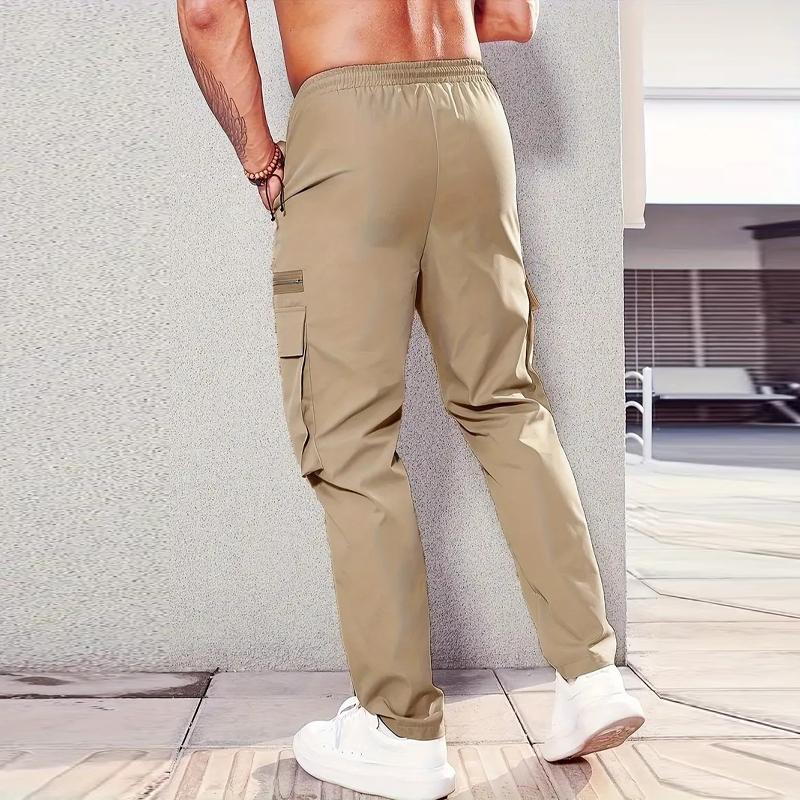 Men's Casual Solid Color Multi-Pocket Cargo Pants 65516134Y