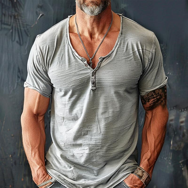Men's Solid Color Casual Short Sleeve T-Shirt 29543051X