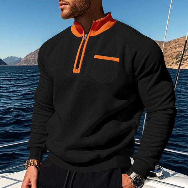 Men's Retro Colorblock Stand Collar Zipper Sweatshirt 97848912TO