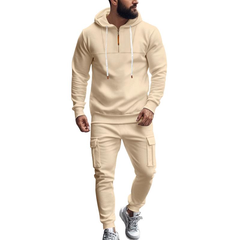 Men's Loose Sports Hooded Sweatshirt and Pants Set 40057919Y