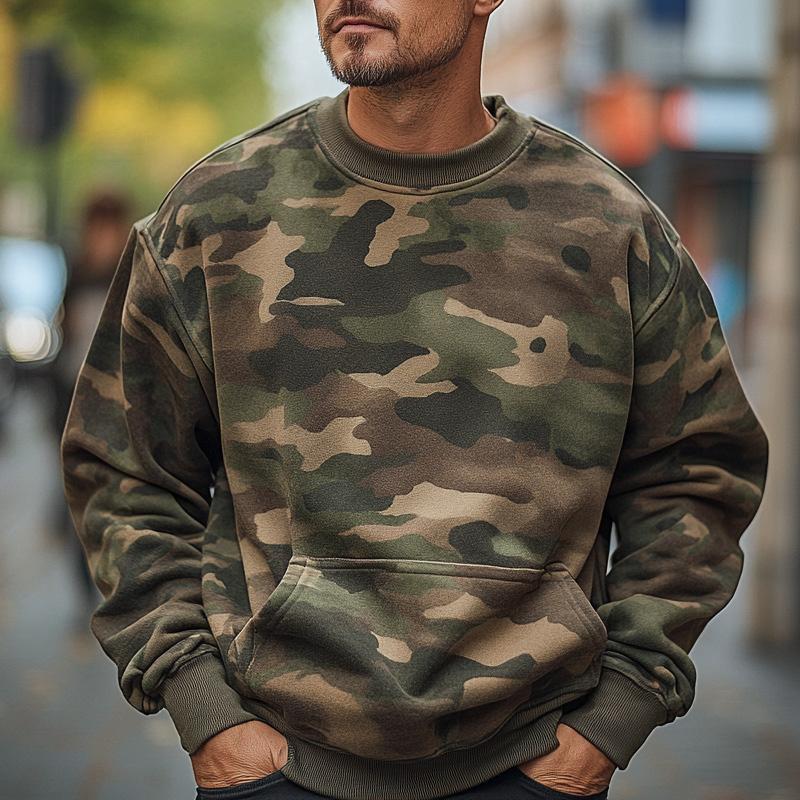 Sudadera con cuello redondo y estampado de camuflaje para hombre 39190825X