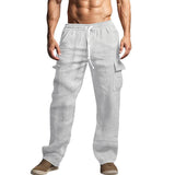 Men's Casual Loose Corduroy Multi Pockets Elastic Waist Trousers 88666476M