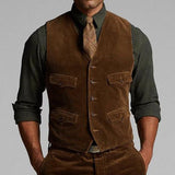 Men's Brown Corduroy Single Breasted Vest 25322272U