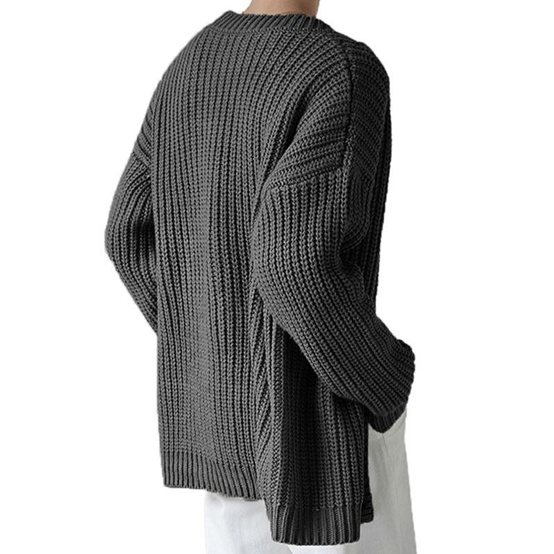 Men's Casual Solid Color Single Breasted Long Sleeve Knitted Cardigan 24256125M
