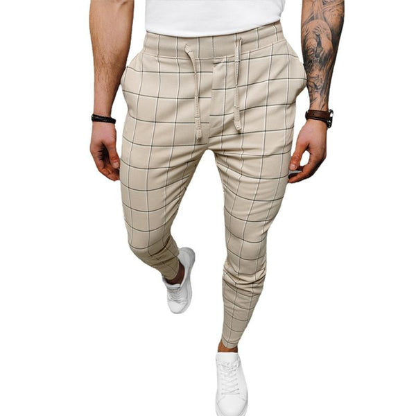 Men's Casual Check Print Drawstring Trousers 50533535Y