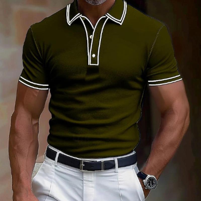 Men's Casual Lapel Slim Fit Short Sleeve Polo Shirt 36513733M