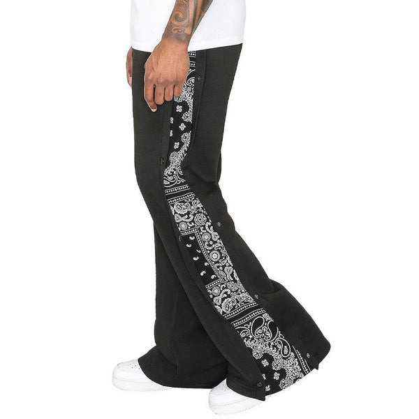 Men's Paisley Stitching Elastic Waist Straight Casual Pants 02327863Z