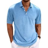 Men's Casual Lapel Solid Color Short Sleeve Polo Shirt 48456488M