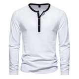 Men's Vintage Colorblock Henley Collar Long Sleeve T-Shirt 70047921Y