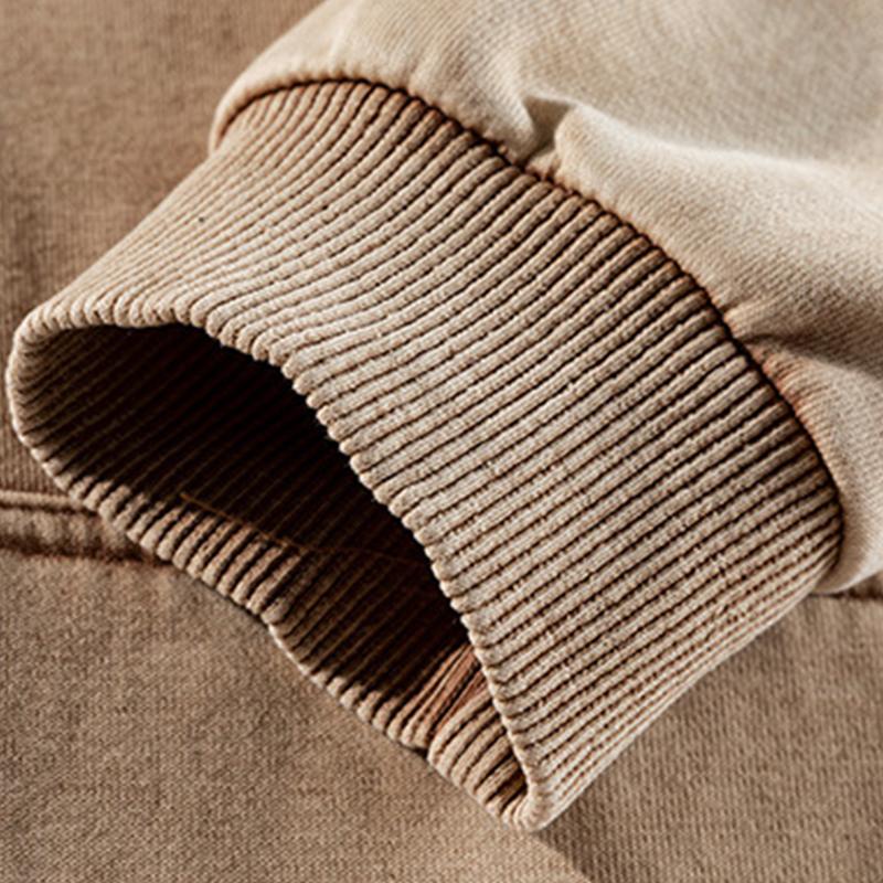 Men's Vintage Washed Kangaroo Pocket Long Sleeve Pullover Hoodie 59431446M