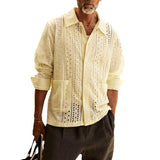 Men's Lace Lapel Short Sleeve Single Breasted Shirt 26068617Z