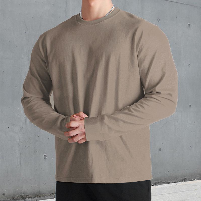 Men's Retro Casual Solid Color Round Neck Sweater Long Sleeve T-shirt 98709800TO