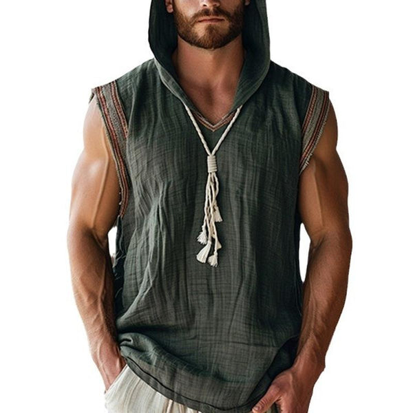 Men's Solid Color Sports Casual Hooded Tank Tops 82894380X