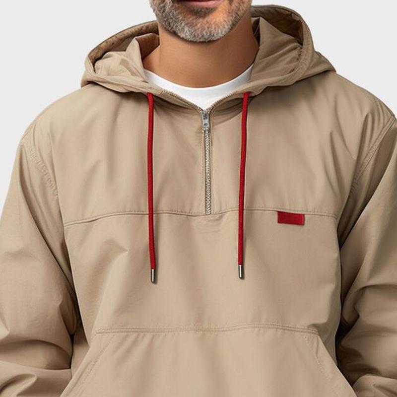 Men's Khaki Half Zip Hoodie 48626255U