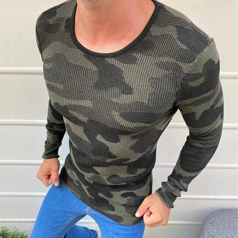 Men's Retro Casual Camouflage Crewneck Sweater 13743621TO