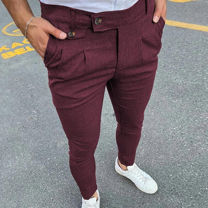 Men Casual Business Solid Color Suit Pants 84038982Y