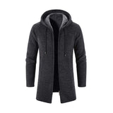 Men's Classic Mid-Length Plush Hooded Knitted Cardigan 29454294K