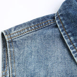 Men's Vintage Wash Lapel Single Breasted Multi Pocket Denim Vest 50562057M