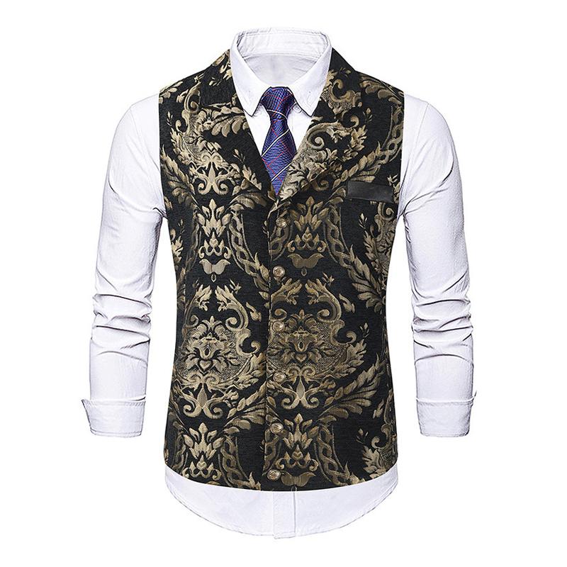 Men's Jacquard Single-breasted Suit Vest 63891851X
