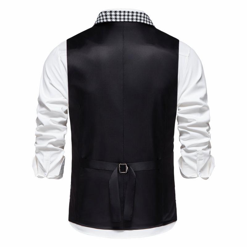 Men's Retro Plaid Peak Lapel Double-breasted Suit Vest 60184798M