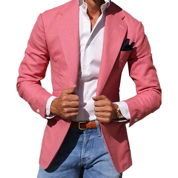 Men's Solid Color Printed Two-button Blazer 83322308X