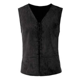 Men's Retro Casual Lace-Up Solid Color Vest 81619774X