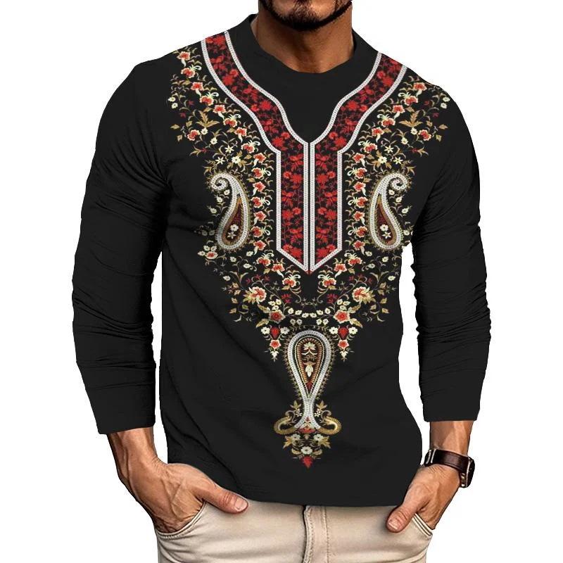 Camiseta de manga larga con cuello redondo y estampado informal para hombre 31943256X