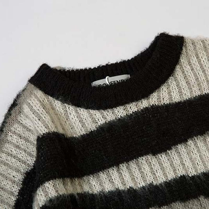 Men's Striped Colorblock Crewneck Knit Sweater 00686086U