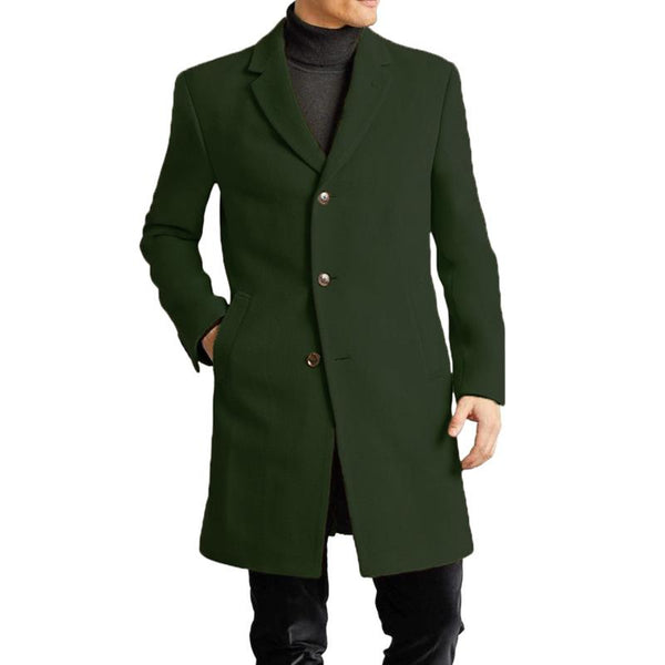 Men's Solid Color Single Breasted Lapel Coat 29195403X