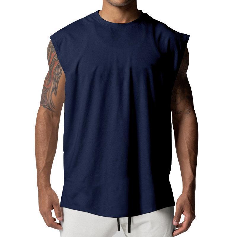 Camiseta deportiva sin mangas holgada lisa para hombre 03482386Z