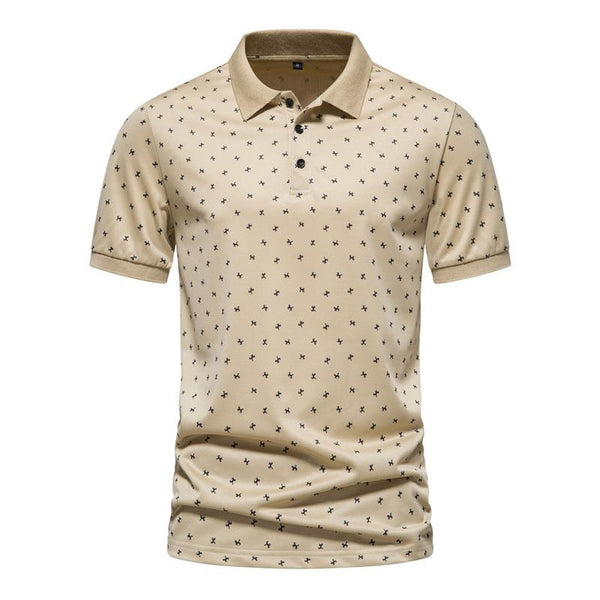Men's Casual Printed Lapel Short Sleeve Polo Shirt 82211733M