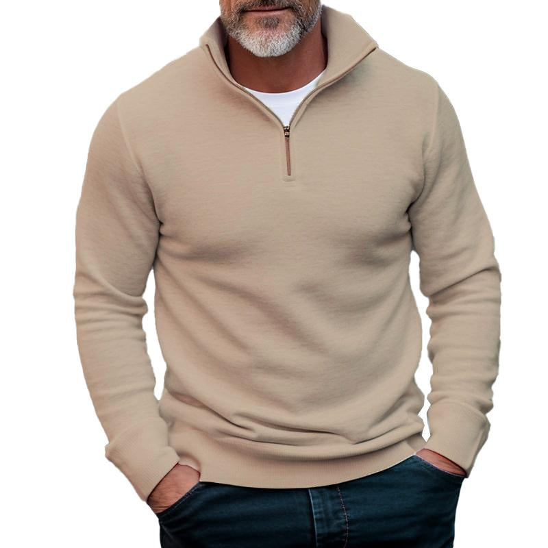 Men's Casual Solid Color Half Stand Collar Zip Sweatshirt 82718510X