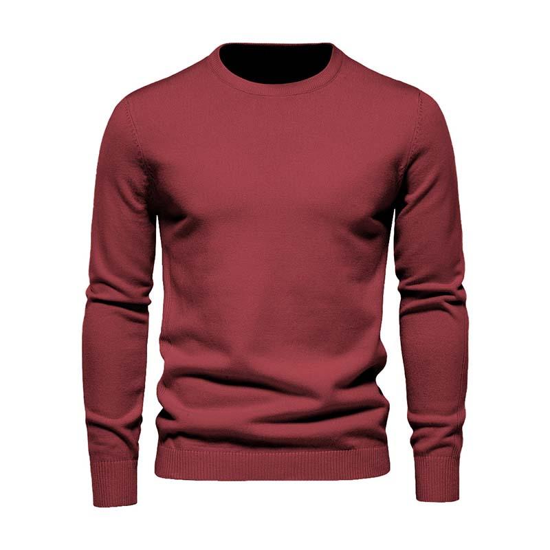 Men's Classic Casual Solid Color Round Neck Slim Sweater 81109540K