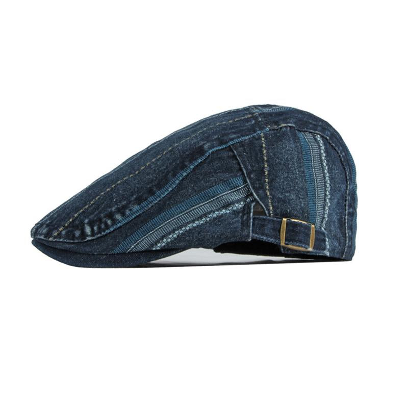 Men's Vintage Washed Distressed Denim Beret 71833069M