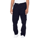 Men's Casual Elastic Waist Multi-Pocket Loose Straight Cargo Pants 38950802M
